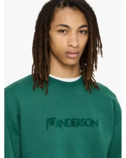 JW Anderson Mens Embroidered Logo Sweatshirt Dark Green -Repertoire Fashion Store jw anderson mens embroidered logo sweatshirt dark green p46745 319093 image