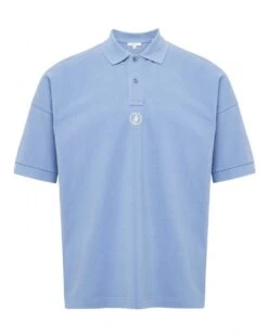 JW Anderson Mens Embroidery Anchor Polo Shirt Steel Blue
