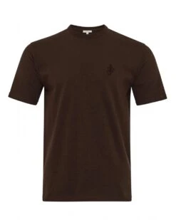 JW Anderson Mens Embroidery Logo T-Shirt Dark Brown Melange