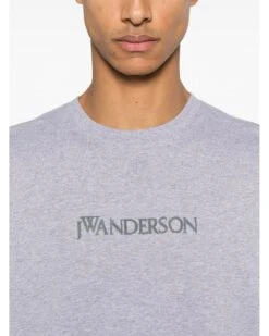 JW Anderson Mens Embroidery Logo T-Shirt Melange Grey -Repertoire Fashion Store jw anderson mens embroidery logo t shirt melange grey p46085 302632 image