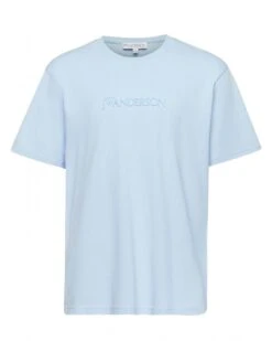 JW Anderson Mens Embroidery Logo T-Shirt Pale Blue