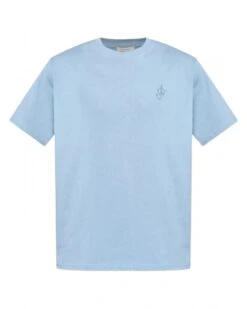 JW Anderson Mens Embroidery Logo T-Shirt Steel Blue