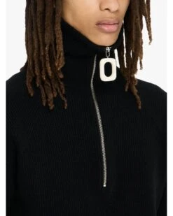 JW Anderson Mens Half Zip Sweater Jumper Black -Repertoire Fashion Store jw anderson mens half zip sweater jumper black p46749 319161 image