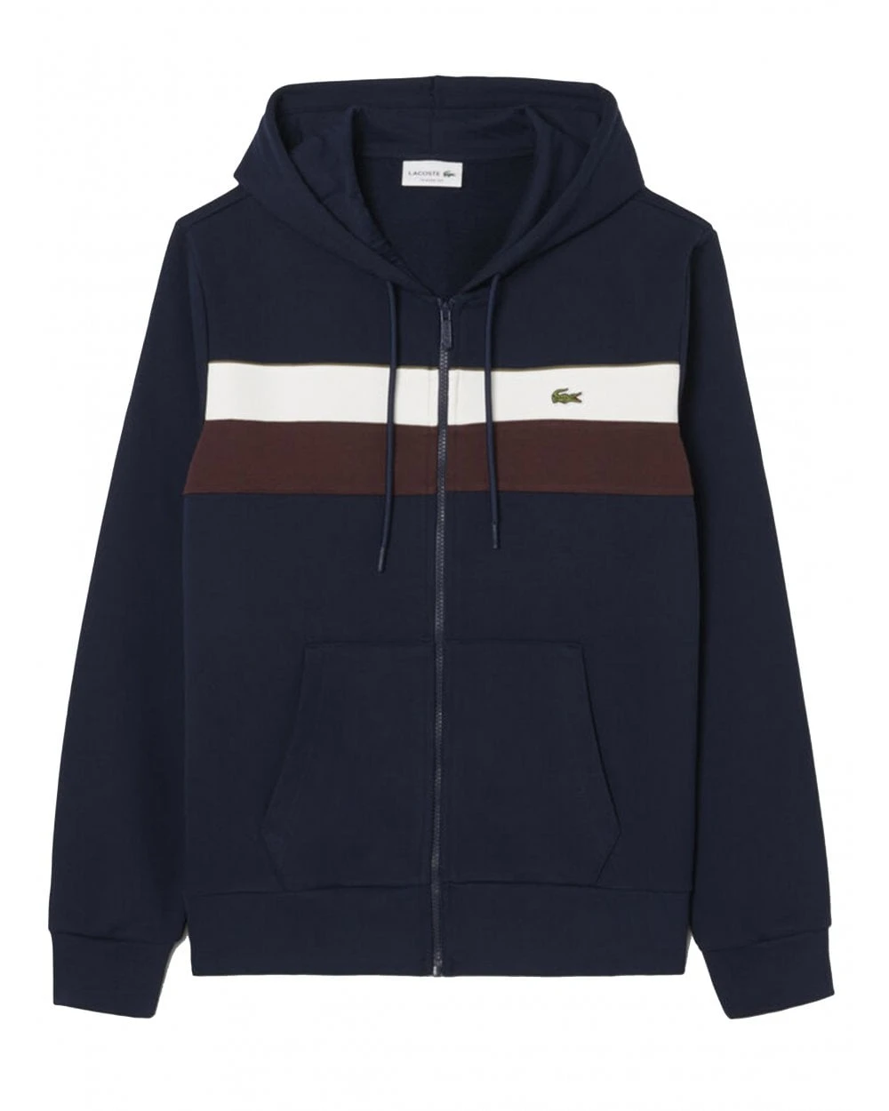 Lacoste Mens Colour Block Zip Hoodie Navy Blue/White/Brown 1 Lacoste Mens Colour Block Zip Hoodie Navy Blue/White/Brown