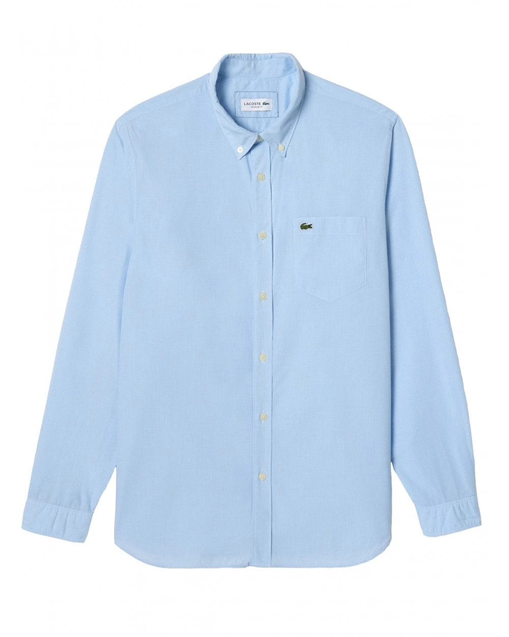 Lacoste Mens Gingham Small Check Poplin Shirt Blue/White 1 Lacoste Mens Gingham Small Check Poplin Shirt Blue/White