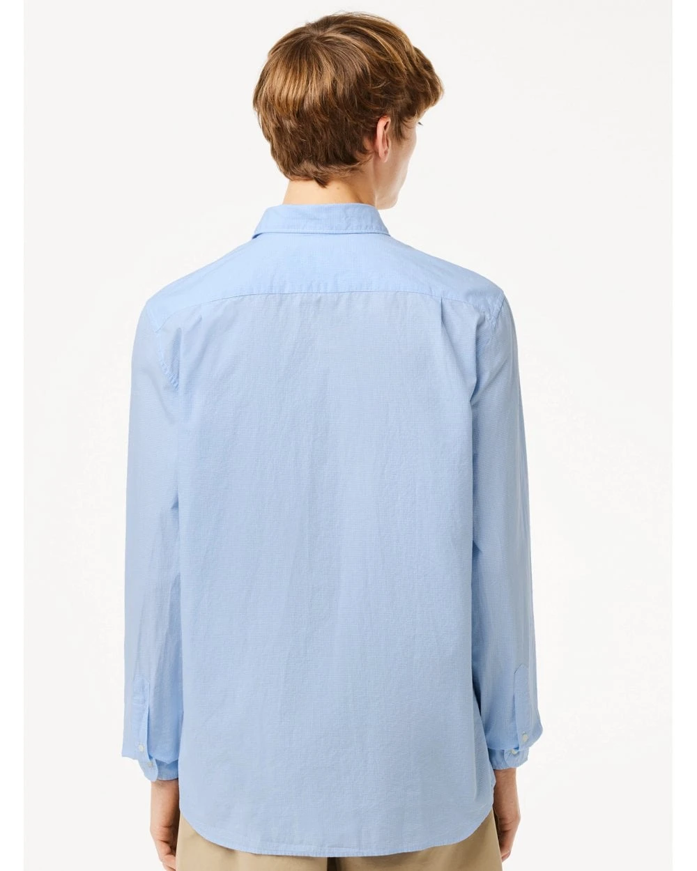 Lacoste Mens Gingham Small Check Poplin Shirt Blue/White 5 Lacoste Mens Gingham Small Check Poplin Shirt Blue/White - Image 5