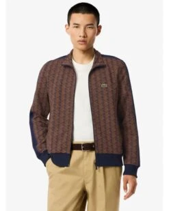 Lacoste Mens Paris Jacquard Track Jacket Brown/Purple -Repertoire Fashion Store lacoste mens paris jacquard track jacket brown purple p46957 316506 image