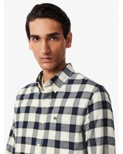Lacoste Mens Plaid Flannel Shirt Blue/Navy Blue/White -Repertoire Fashion Store lacoste mens plaid flannel shirt blue navy blue white p46948 319762 image