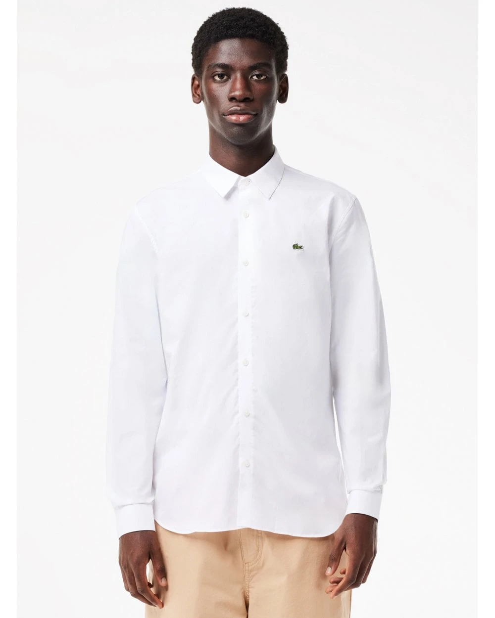 Lacoste Mens Poplin Stretch Shirt White 2 Lacoste Mens Poplin Stretch Shirt White - Image 2