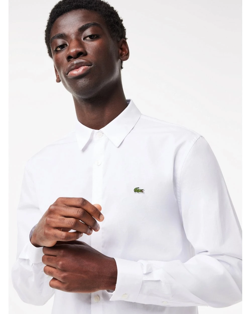 Lacoste Mens Poplin Stretch Shirt White 4 Lacoste Mens Poplin Stretch Shirt White - Image 4