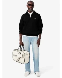 Lacoste Mens Quarter Zip Sweatshirt Black -Repertoire Fashion Store lacoste mens quarter zip sweatshirt black p46952 316031 image