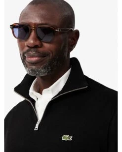 Lacoste Mens Quarter Zip Sweatshirt Black -Repertoire Fashion Store lacoste mens quarter zip sweatshirt black p46952 316035 image