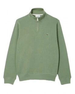 Lacoste Mens Quarter Zip Sweatshirt Green