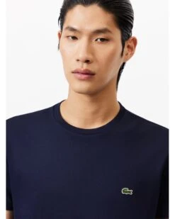 Lacoste Mens Small Croc Logo Pima T-Shirt Midnight Blue -Repertoire Fashion Store lacoste mens small croc logo pima t shirt midnight blue p45382 295449 image