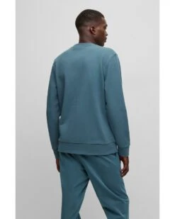 BOSS Mens Stadler Emed Logo Sweatshirt, Turquoise Jumper -Repertoire Fashion Store mens stadler embossed logo sweatshirt turquoise jumper p42494 257010 image