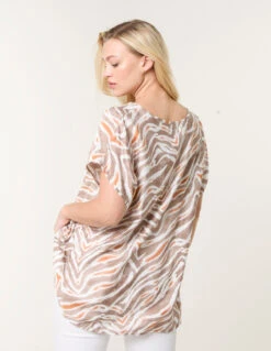 Animal Printed Diamante Detailed Top(Taupe Animal Printed Diamante Detailed Top) -Repertoire Fashion Store mi3849 taupe 54648