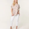 Animal Printed Diamante Detailed Top(Taupe Animal Printed Diamante Detailed Top) -Repertoire Fashion Store mi3849 taupe 54659