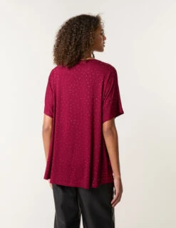 Stud Detail Round Neck T-shirt(Burgundy Stud Detail Round Neck T Shirt) -Repertoire Fashion Store mi3867 berry 1688