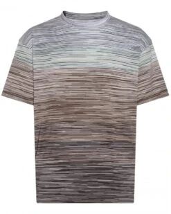 Missoni Mens Degrade Stripe T-Shirt Beige/Blue/Brown