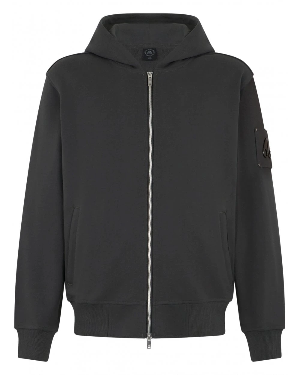 Moose Knuckles Moose Knuckle Mens Hartsfield Badge Hoodie Cement Grey 1 Moose Knuckles Moose Knuckle Mens Hartsfield Badge Hoodie Cement Grey