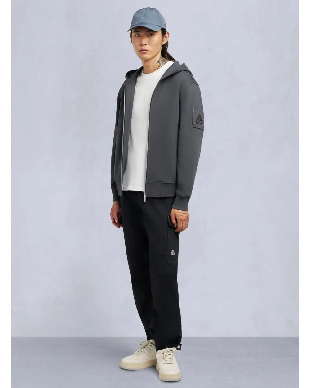 Moose Knuckles Moose Knuckle Mens Hartsfield Badge Hoodie Cement Grey 3 Moose Knuckles Moose Knuckle Mens Hartsfield Badge Hoodie Cement Grey - Image 3