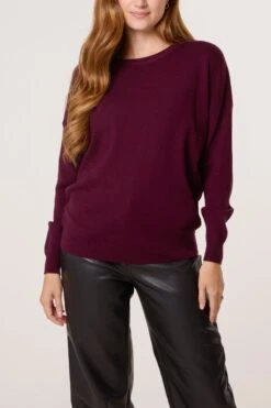 Plain Crew Neck Jumper(Wine Plain Crew Neck Jumper)