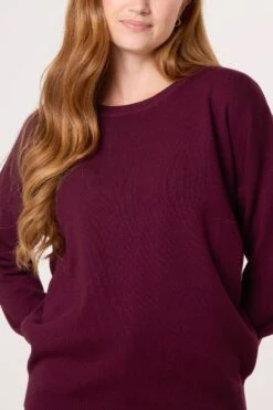 Plain Crew Neck Jumper(Wine Plain Crew Neck Jumper) -Repertoire Fashion Store nl258569 wine 40251