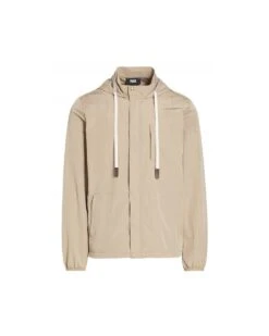 Paige Jeans Mens Lyons Windbreaker Jacket Beige Ash