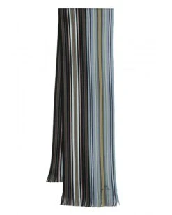 Paul Smith Mens Merino Wool Scarf Blue Multi