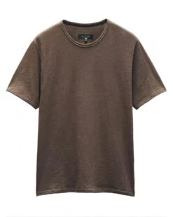 Rag & Bone Mens Classic Flame Slub T-Shirt Stonewall Brown