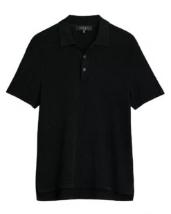 Rag & Bone Mens Harvey Knit Polo Shirt Black