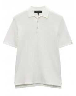 Rag & Bone Mens Harvey Knit Polo Shirt Ivory White