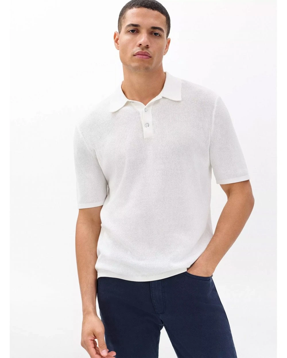Rag & Bone Mens Harvey Knit Polo Shirt Ivory White 2 Rag & Bone Mens Harvey Knit Polo Shirt Ivory White - Image 2