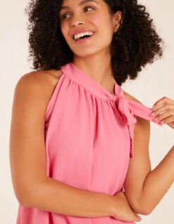Pussybow Sleeveless Top -Repertoire Fashion Store s22573 pink10304