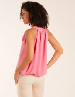Pussybow Sleeveless Top(Pink Pussybow Sleeveless Top) -Repertoire Fashion Store s22573 pink10319 1
