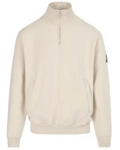 Sandbanks Mens Quarter Zip Sweatshirt Stone