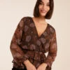 Floral Ruffle Wrap Blouse(Floral Ruffle Wrap Blouse)