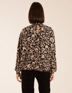 High Neck Abstract Blouse(Black High Neck Abstract Blouse) 7 High Neck Abstract Blouse(Black High Neck Abstract Blouse) -Repertoire Fashion Store ss23326 black25076 1