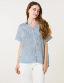 Stripe Button Front Shirt(Stripe Button Front Shirt)