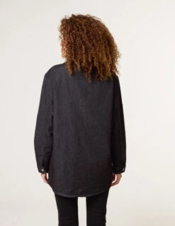 Long Sleeved Denim Shirt(Black Long Sleeve Denim Shirt) -Repertoire Fashion Store st2369 black 5122 50