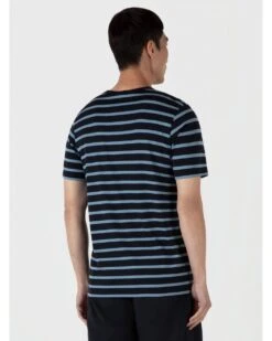 Sunspel Mens Classic Stripe T-Shirt Navy/Como Blue -Repertoire Fashion Store sunspel mens classic stripe t shirt navy como blue p46181 308931 image