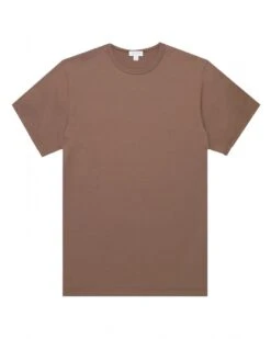 Sunspel Mens Classic T-Shirt Bark Brown