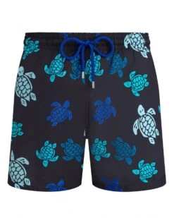 Vilebrequin Mens Mahina Turtle Print Packable Swimshorts Black