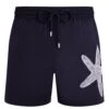 Vilebrequin Mens Moonrise Placed Starfish Swimshorts Navy Blue