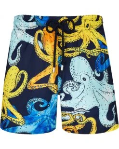 Vilebrequin Mens Pouples Aquarelle Octopus Shorts Marine Blue Navy