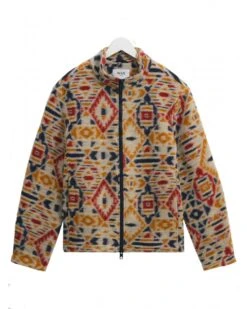 Wax London Mens Cozi Geometric Borg Fleece Jacket Multicolour