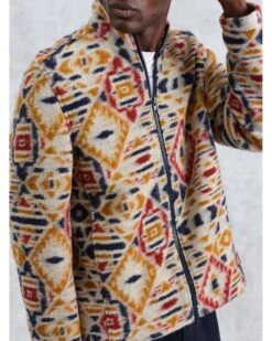 Wax London Mens Cozi Geometric Borg Fleece Jacket Multicolour -Repertoire Fashion Store wax london mens cozi geometric borg fleece jacket multicolour p45846 300902 image