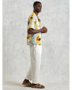 Wax London Mens Didcot Abstract Poppy Print Shirt Blue/Yellow -Repertoire Fashion Store wax london mens didcot abstract poppy print shirt blue yellow p46613 316143 image
