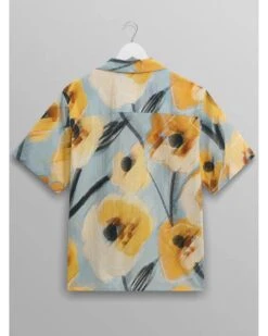 Wax London Mens Didcot Abstract Poppy Print Shirt Blue/Yellow -Repertoire Fashion Store wax london mens didcot abstract poppy print shirt blue yellow p46613 316151 image
