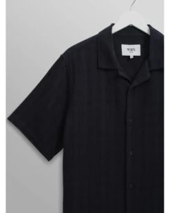 Wax London Mens Didcot Open Weave Short Sleeve Shirt Navy -Repertoire Fashion Store wax london mens didcot open weave short sleeve shirt navy p46216 308238 image
